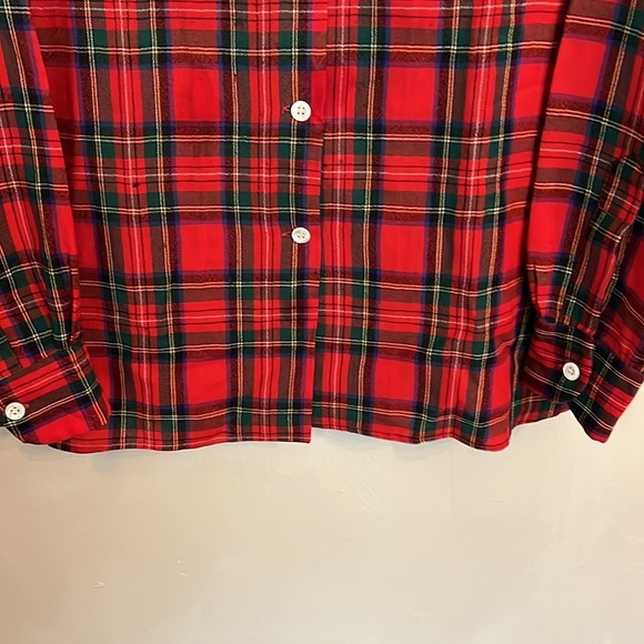1960s Game and Lake Red Loop Button Up Shirt Buffalo Plaid 100% Wool - Picture 4 of 17